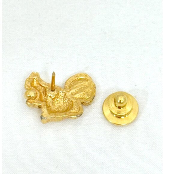 Vintage Avon Gold-Tone Squirrel Lapel Pin With Rhinestones & Faux Pearl Signed - Picture 2 of 5